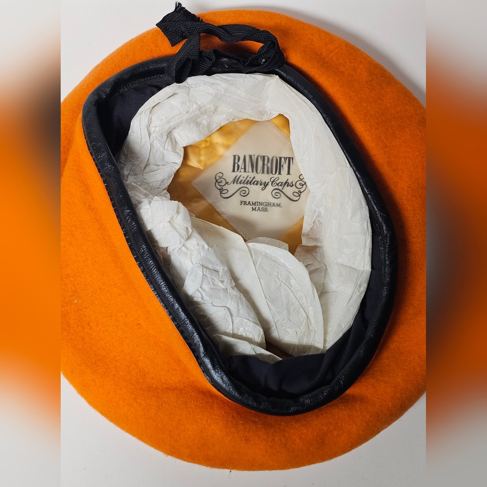 Bancroft Military Caps 100% Wool RARE Orange Beret S. 6 3/4 (Old Military Stock) - Picture 5 of 5